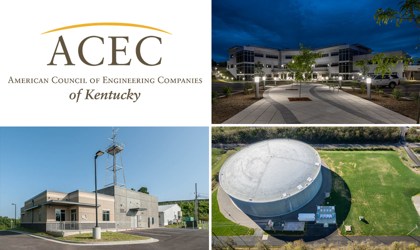 Three GRW projects receiving ACEC-KY Grand Awards in 2018 were the Frankfort Plant Board's new adminstration and telecommunications headend buildings, and LFUCG's Town Branch Wet Weather Flow Storage and Pumping Facilities.  
